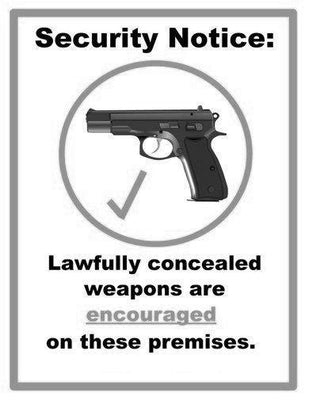 Concealed Carry Weapons Allowed Sign black and white poster