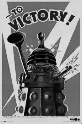 Dalek To Victory black and white poster