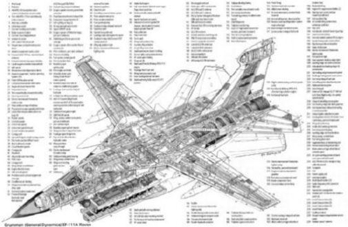 Ef 111 Raven Cutaway Poster Black and White Poster 27"x40" The Poster Depot