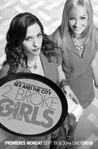 2 Broke Girls Poster Black and White Poster 16"x24"