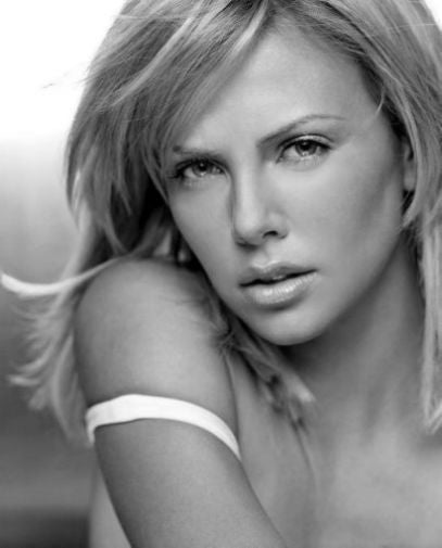Charlize Theron black and white poster