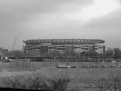Shea Stadium black and white poster