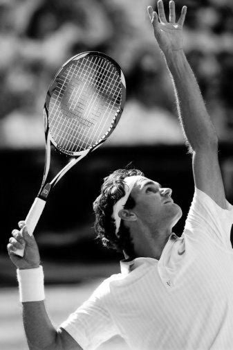 Roger Federer black and white poster