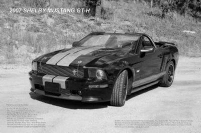 Shelby Mustang Gt H Poster Black and White Poster 27"x40" The Poster Depot