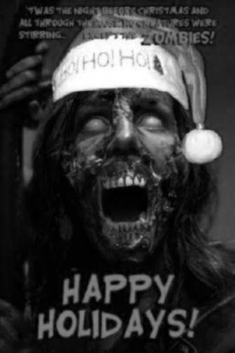 Zombie Christmas Greetings black and white poster
