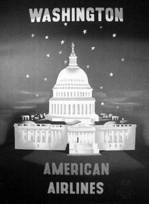 American Airlines Washington Dc Poster Black and White Poster 27"x40" The Poster Depot