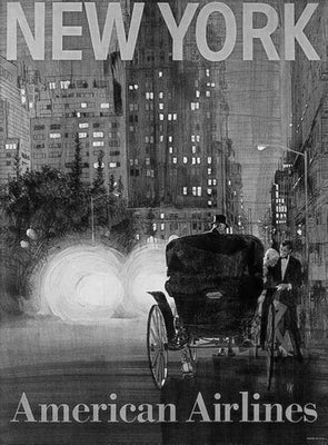 American Airlines New York Poster Black and White Mini Poster 11"x17"
