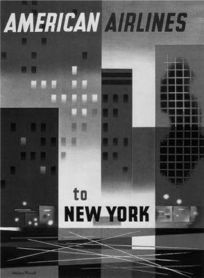 American Airlines New York Poster Black and White Poster 27"x40" The Poster Depot