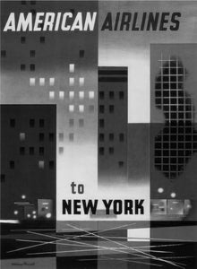 American Airlines New York Poster Black and White Mini Poster 11"x17"