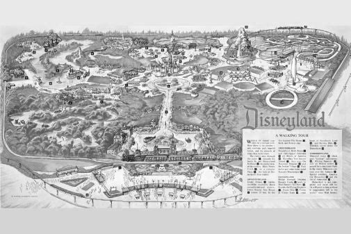 Disneyland Park Map poster Black and White poster for sale cheap United States USA