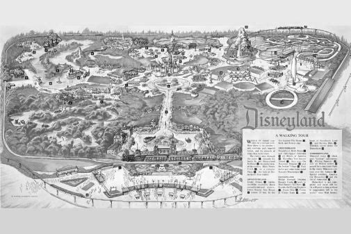 Disneyland Park Map poster Black and White poster for sale cheap United States USA