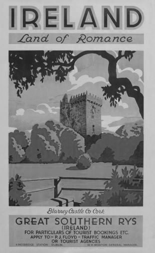 Ireland Land Of Romance 1930 Poster Black and White Mini Poster 11