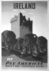 Pan Am Airlines Ireland Poster Black and White Mini Poster 11"x17"