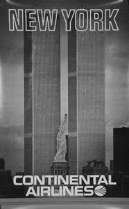 Continental Airlines Ny Twin Towers Poster Black and White On Sale United States