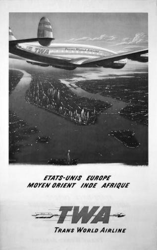 Twa Arilines Manhattan Poster Black and White Poster On Sale United States