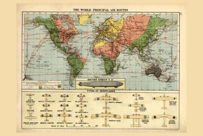 Air Routes Map 1920 Mini poster 11inx17in