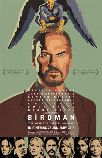 Birdman movie poster Sign 8in x 12in