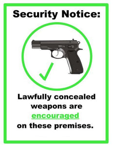 Concealed Carry Weapons Allowed Sign Poster 16"x24" On Sale The Poster Depot