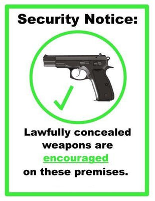 Concealed Carry Weapons Allowed Sign Poster On Sale United States