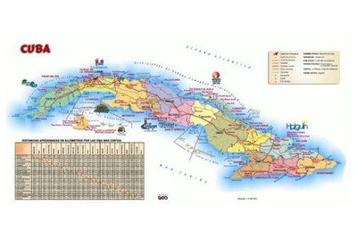 Cuba Tourist Map Metal Poster Wall Art 8in x 12in 12"x16" The Poster Depot