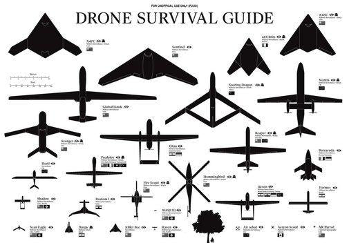 Drones Identification Chart Photo Sign 8in x 12in