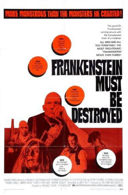Frankenstein Must Be Destroyed Metal Movie Poster 8in x 12in