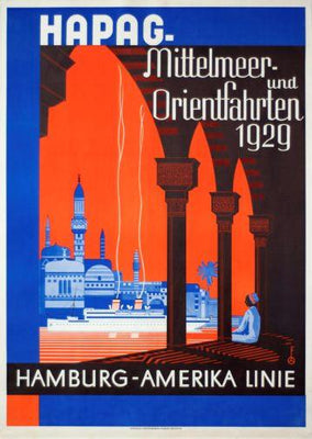 Gemany Hapag Mittelmeer 1929 Poster 27inx40in The Poster Depot