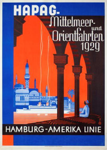 Gemany Hapag Mittelmeer 1929 poster 27x40| theposterdepot.com