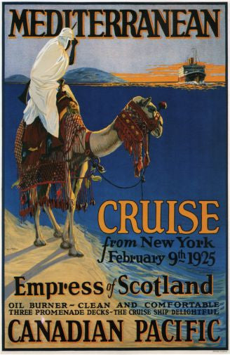 Canadian Pacific Mediterranean Cruise Lines 1925 poster 11inx17in The Poster Depot