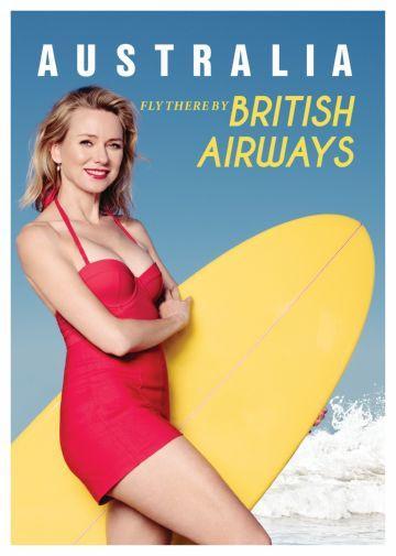 Australia Naomi Watts British Airways poster tin sign Wall Art
