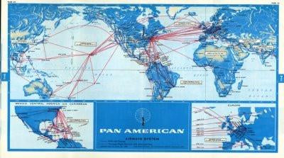 Pan Am 1968 Route Map poster (61cm x 91cm) for sale cheap United States USA