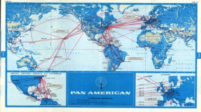 Pan Am 1968 Route Map poster #01 for sale cheap United States USA