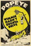 Popeye Wimmin Hadnt Oughta Drive poster tin sign Wall Art