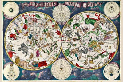 zodiac map poster tin Metal Print Wall Art