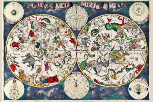 zodiac map poster tin Metal Print Wall Art