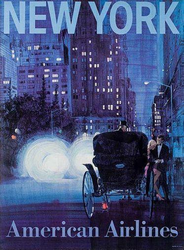 American Airlines New York poster tin Metal Print Wall Art
