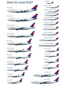 Aviation and Transportation Delta Airlines Fleet Poster 16"x24" On Sale The Poster Depot