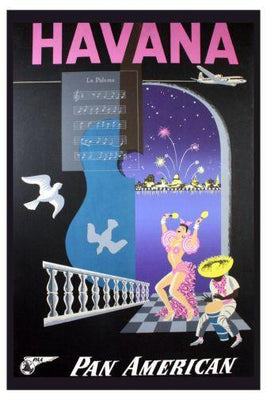 Pan Am Airlines Havana Cuba poster tin sign Wall Art
