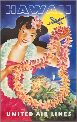 United Airlines Hawaii Photo Sign 8in x 12in