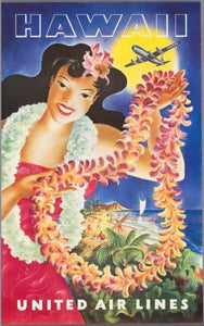 United Airlines Hawaii poster tin sign Wall Art