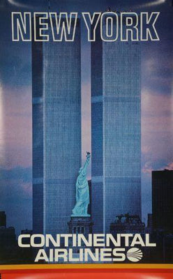 Continental Airlines Ny Twin Towers poster tin Metal Print Wall Art