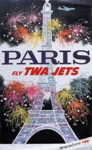 Twa Airlines Paris Eiffel Tower Photo Sign 8in x 12in