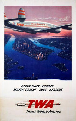 Twa Arilines Manhattan Metal Print 8in x 12in