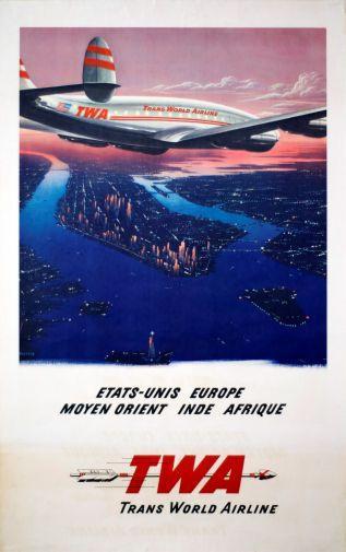 Twa Arilines Manhattan Photo Sign 8in x 12in