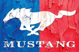 Ford Mustang Poster Red And Blue  Logo Poster 24"x36"