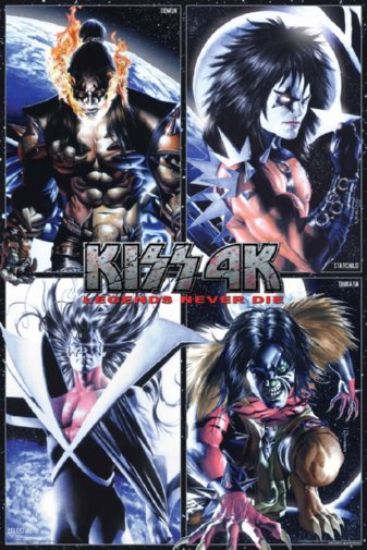 Kiss 4K Legends Never Die Anime Style Characters 24x36 Poster
